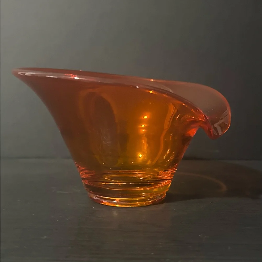 Viking Glass Epic Art Deco Persimmon Lipped Candy/Bon Bon Dish